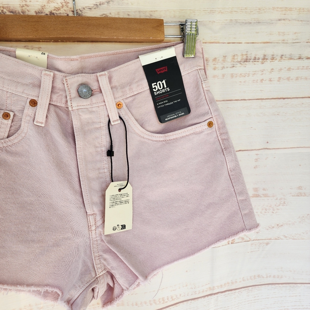 Levi's 501 Mauve Pink Denim Shorts - Picture 4 of 13